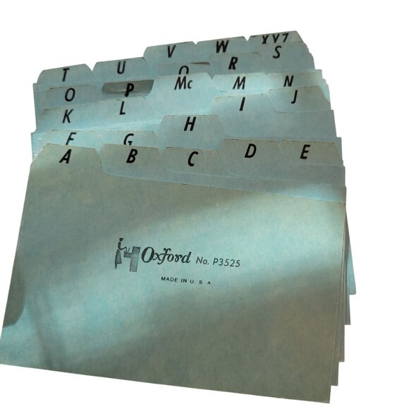 Vintage OxFord Metal Adjustable File Card Holder Alphabetical Dividers Heavy Dut - Picture 5 of 5